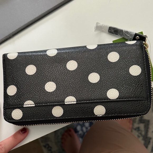 Kate Spade Black and White Polka Dot Zip Wallet - Picture 6 of 8
